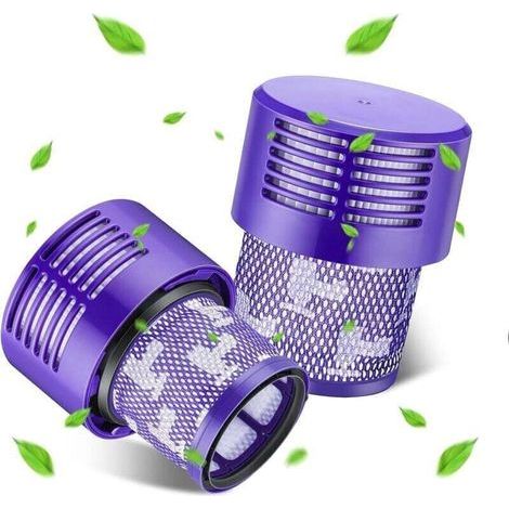 2 Pièces - Filtre Aspirateur - Accessoire Dyson V10 - Compatible Cyclone Absolute Animal Motorhead - Remplacement Pièce 969082-01 - Lavable - Pour Maison - Gris - 12x8cm (1/4)
