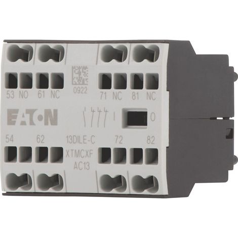 Eaton Bloque de contactos auxiliares, 4 polos, 1 NA, 3 NC, Fijación frontal, Bornes de resorte, DILE(E)M…-C, DILER…-C, 230259