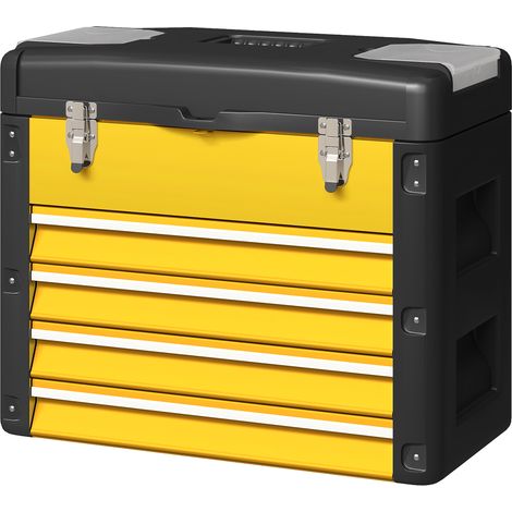 Boîte à outils vide 4 tiroirs acier jaune 49,7 x 25,3 x 40,7 cm