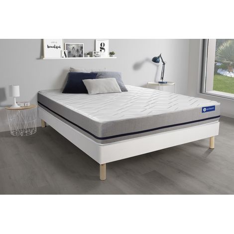 Ensemble matelas 140x190 ACTILATEX SOFT 3zones de confort + sommier KIT blanc (1/5)
