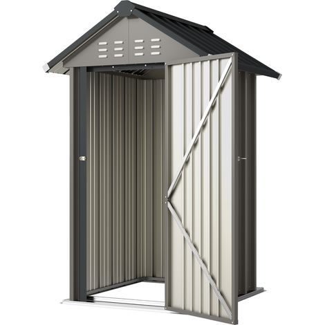 Metallschuppen, 1,17 m², Gartenhaus mit Satteldach, Belüftung, Schloss und Handschuhen, 122 x 121 x 192 cm