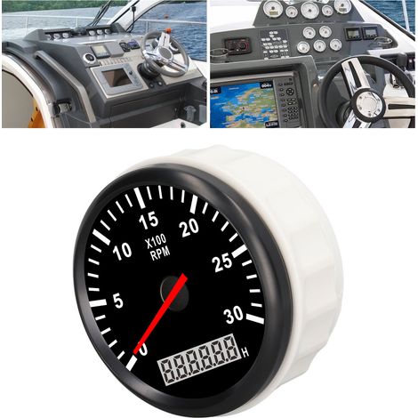 Compteur tachymètre 85mm 3000 RPM étanche IP67 avec rétroéclairage rouge et compteur horaire LCD pour véhicule, camion, bateau (1/5)