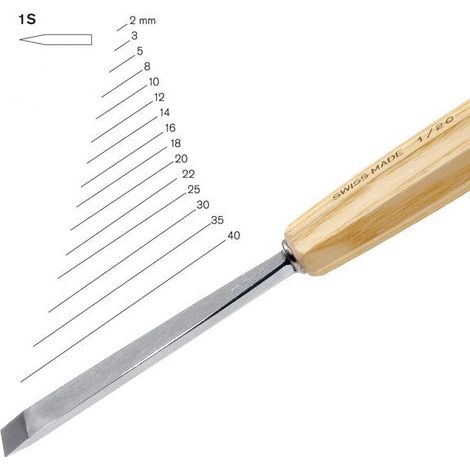 Gouge à sculpter droite Profil Pfeil PF01S-16 (bord incliné et biseau des deux côtés)