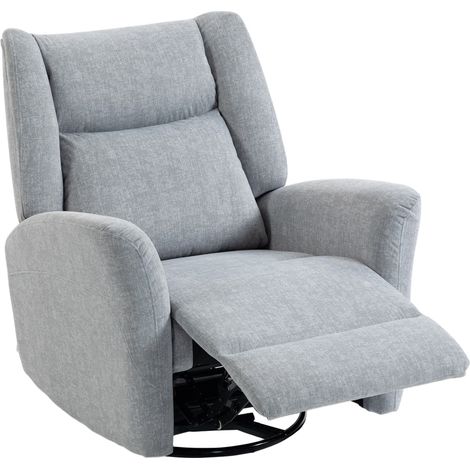 Fauteuil inclinable pivotant, assise large et profonde, tissu résistant aux griffes pour salon, gris clair (1/5)