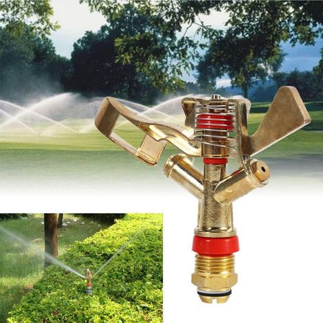 Irrigation Sprinkler, Connector 1/2 Inch Swingarm Rotatable Brass Water Sprinkler Nozzle Spray Irrigation Garden Sprinkler Lawn Metal Oscillating Automatic (1/5)