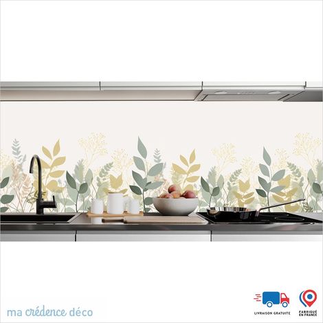 Crédence : Dessin et fleurs sauvages 4 - Couleur Beige - Alu composite - 120 - 60 (1/3)