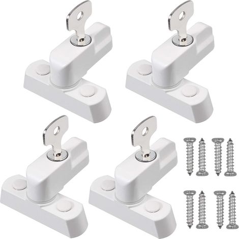 4er-Pack Fensterschlösser mit Schlüsseln, robuster Fensterriegel aus Zinklegierung für PVC-Türen und -Fenster, weiß