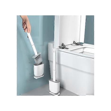 Brosse de toilette avec support, brosse de toilette en silicone souple, brosse de toilette avec support à séchage rapide pour salle de bain-AquaForge (1/5)