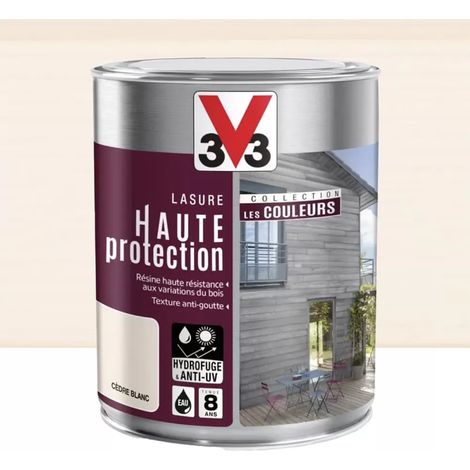Lasure Haute Protection V33 Les Couleurs 8 ans Cèdre Blanc 1 L (1/4)