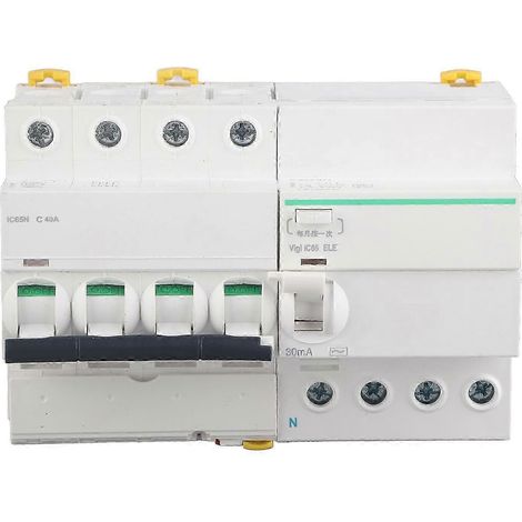 Disjoncteur modulaire 4P+N 16A, protection différentielle intégrée, coque ignifuge PA66, tension AC400V, accessoire anti-fuite, dispositif de coupure automatique. (1/5)