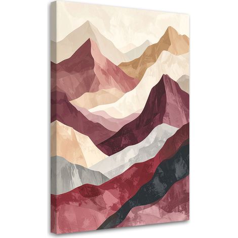 Wandbild Berge Abstrakt Pastellbeige Burgunderrot 30x45 (1/5)