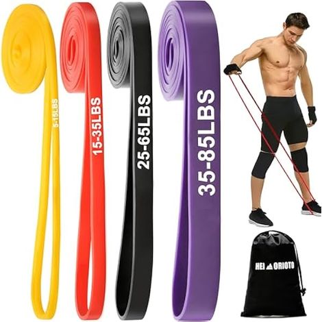 Bandes De Résistance - 4 Niveaux De Résistance En Caoutchouc Naturel - Pour Entraînement Physique, Rééducation Et Étirements Corps Entier - Lot De 4 Avec Sac De Transport (1/3)