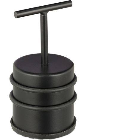 2 x Türstopper mit Griff, Tür & Fenster, hoch, rund, Innenbereich, Gummi, Edelstahl Bodenpuffer, ∅ 7 cm, schwarz