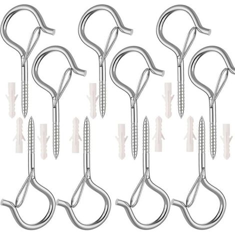 Lot de 10 crochets à vis, crochets de plafond, très résistants, avec sécurité, vis à crochet pour plantes suspendues, décoration de Noël, filet (1/5)