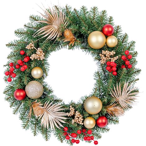 Guirlande De Noël - Couronne En Rotin Artificiel - Décoration Porte Intérieur Extérieur - 30 cm - 1 Pièce (1/5)