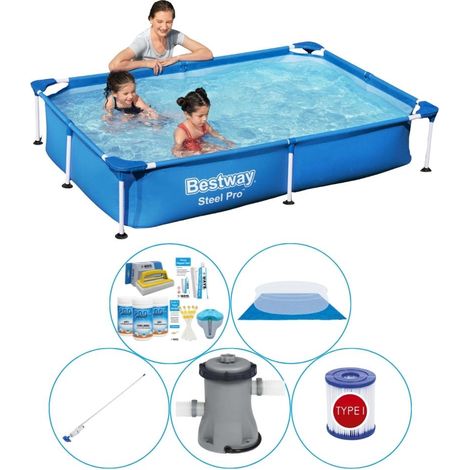 Bestway Bestway Steel Pro Rectangulaire - 221x150x43 cm - 6-pièces S22065