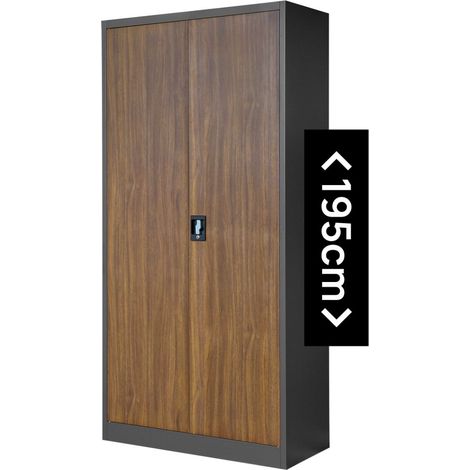 Armoire en métal verrouillable JAN H, 900 x 1950 x 400 mm, Eco Design: anthracite/ couleur noyer (1/3)