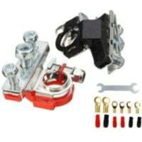 Set mit 2 Batterieklemmen – 3 Anschlüsse – Batterieklemmen – 12 V – Batterieklemmen – Plus/Minus – Für Auto, Transporter, Wohnwagen, Boot