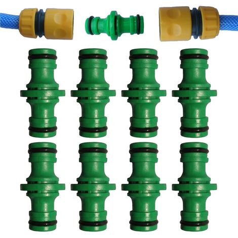 8 Pcs Raccord Tuyau d'Arrosage 1/2 Pouce, Connecteur Double Fiche Mâle pour Rallonge et Réparation, Adaptateur Rapide en Plastique pour Système d'Arrosage Jardin et Maison, Vert (1/5)