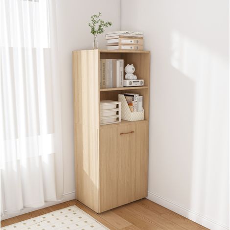 Bureau escamotable avec armoire 136x55 cm en MDF bois naturel, gain de place – MEUBLIV (1/5)