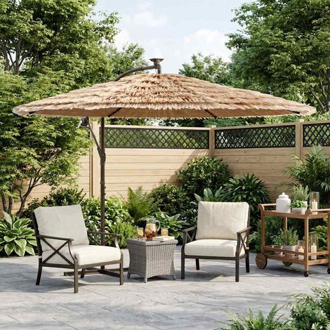 vidaXL Garden Parasol with Steel Pole Brown 290x290x238 cm (1/5)
