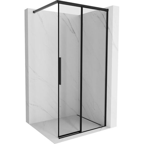 Mexen Rox Duschwand Walk-in rechts 105 x 200 cm, schwarzer Rahmen 8 mm, schwarz - 8C2-105-003-70-70-P