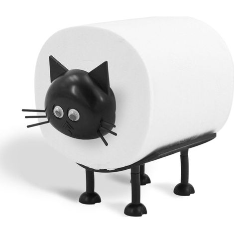 Beyamis Porte-papier toilette simple, mignon et créatif en forme de chat, noir, pour la maison. (1/5)