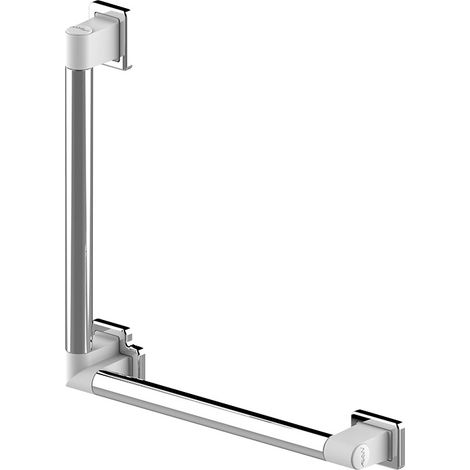 Barre d'appui main courante coudée 90° - Décor : Chromé / Blanc RAL 9003 - Hauteur : 465 mm - Longueur : 465 mm - Version : Coudée 90° - AKW