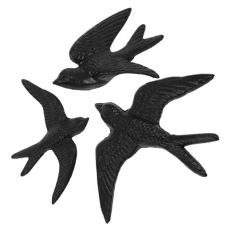 Lot De Décorations Murales En Fonte Oiseaux Rustiques 6.89X5.12X0.79 Pouces Sculpture Murale D'Oiseau En Métal Pour Maison Jardin Salon