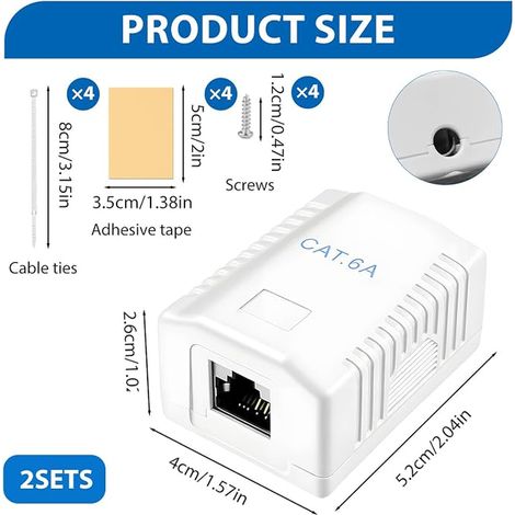 Prise Réseau Cat6A en Saillie RJ45 Port FTP Blindée Débit 10 Gbps 500 MHz (1/3)