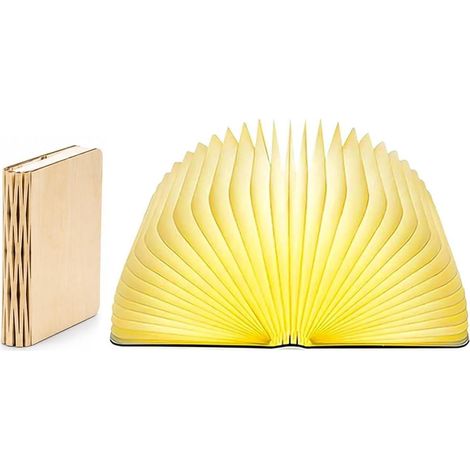 Lampe Livre LED Pliable en Bois, Veilleuse et Lampe de Chevet Rechargeable USB Multicolore, Lampe d’Ambiance, Idée Cadeau pour Noël, Anniversaire, Homme, Femme et Enfant (1/5)
