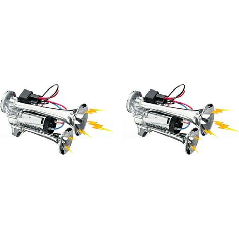 Bocina eléctrica de doble cuerpo de 2 x 12 V y 600 dB, súper potente, con válvula solenoide. Bocina de aire eléctrica para coches y barcos. (1/2)