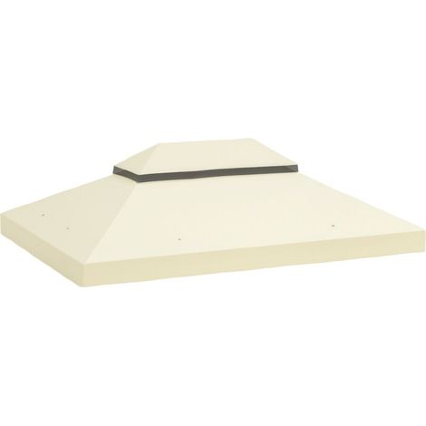 Toiture de remplacement pour pavillon, 3 x 4 m, bâche de remplacement avec trous de drainage, polyester, protection solaire UPF 30+, blanc crème