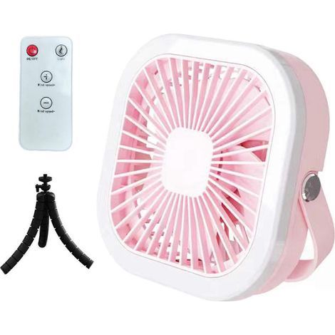 Ventilateur de plafond 2 en 1 4000 mAh avec télécommande, éclairage LED et trépied, idéal pour le camping. (1/4)
