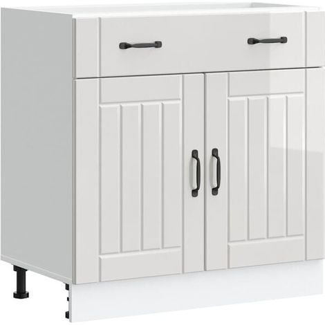 Armoires de cuisine en bois d'ingénierie, finition blanche brillante (1/5)
