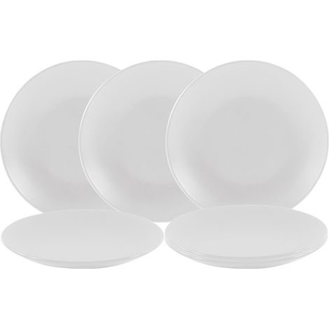 Feinkeramik Kuchenteller weiß matt - 6er Set - Keramik Dessertteller klein Ø 21 cm