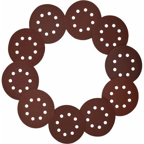 Lot de 100 disques abrasifs 8 trous 125 mm/5 pouces crochet et boucle 40 60 80 100 120 150 180 240 320 400 grains mélangés, dos velcro et feuille de papier abrasif pour ponceuse orbitale aléa (1/5)