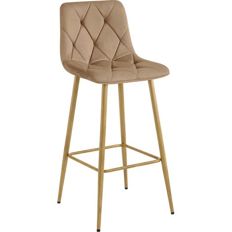 Sgabello alto Nado in velluto marrone con gambe in metallo (1/5)