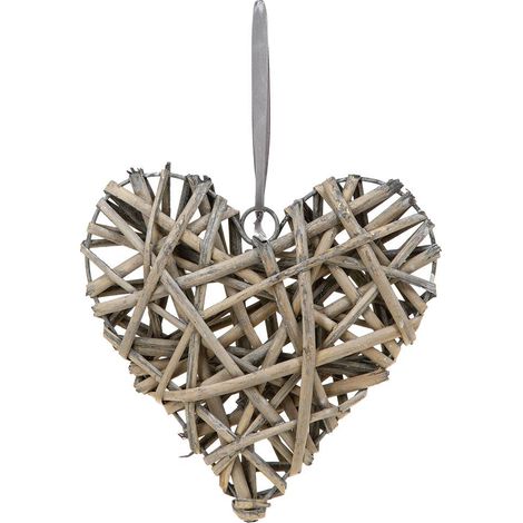 Wanddekoration Weide Herz D20cm - Grau