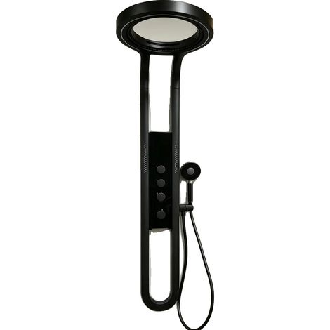 Sistema de ducha, diseño de cascada circular, pantalla de temperatura inteligente, negro. (1/2)