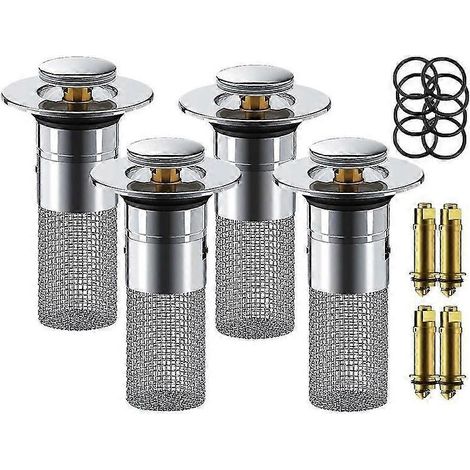 Lot de 4 bouchons de vidange, filtre de vidange de sol en acier inoxydable, filtre de vidange de lavabo en acier inoxydable, acier inoxydable (1/5)