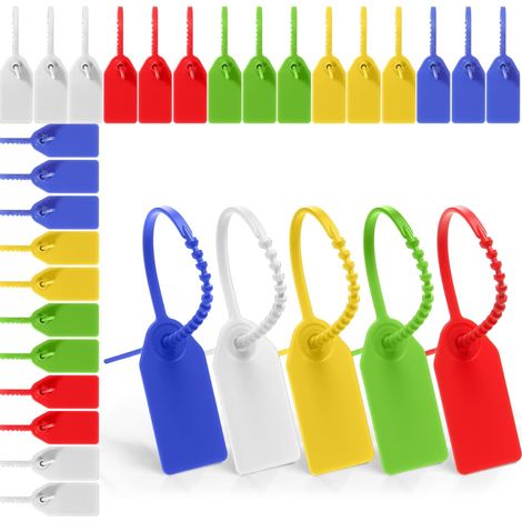 Etiquettes Attache Cable - Plastique PP - Longueur 25 Cm - Taille Etiquette 2 X 4 Cm - Pour Logistique Vêtements Chaussures Bagages - Lot De 100