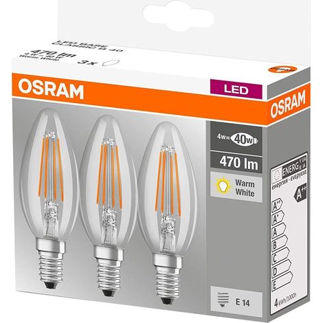 Osram - led retrofit classic b 4w/827 230v e14 pack van 3 stuks - 4058075819313 - 4058075819320
