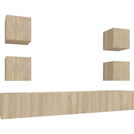 Maison Exclusive - 6-tlg. TV-Schrank-Set Sonoma-Eiche Holzwerksto (1/5)