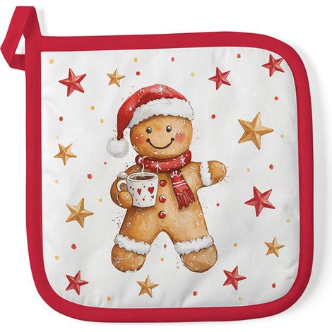 Manique de cuisine bonhomme en pain d'épices de Noël 20 × 20 (1/2)