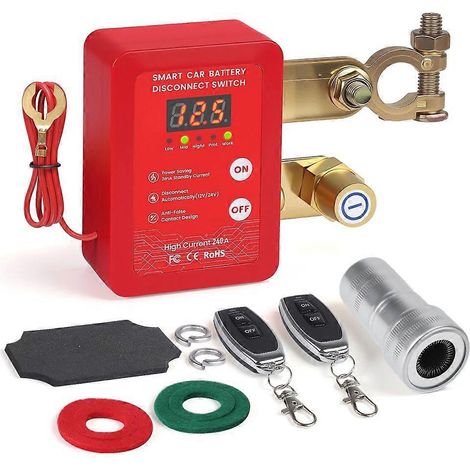 Compatible avec les interrupteurs de déconnexion d'alimentation automobile - Interrupteur de déconnexion de batterie à distance 12 V, 240 A, contrôle de tension amélioré avec affichage LED. (1/5)