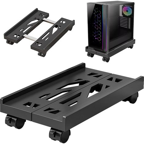 Support pour PC avec roulettes - Support réglable pour ordinateur Support universel pour CPU sous le bureau (1/5)