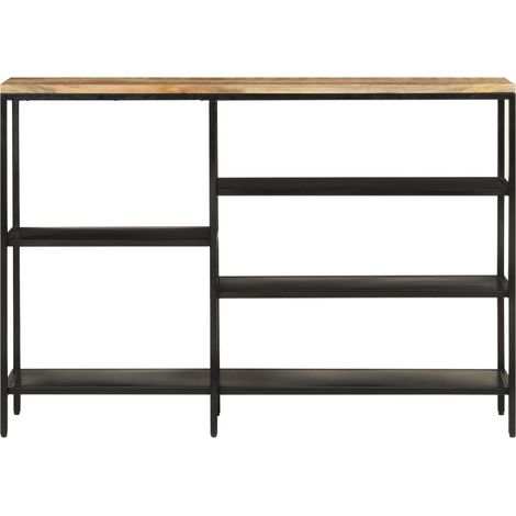 Table console，Table d'appoint，Bout de canapé，Meuble d'entrée 110x30x75 cm bois de manguier massif brut et fer