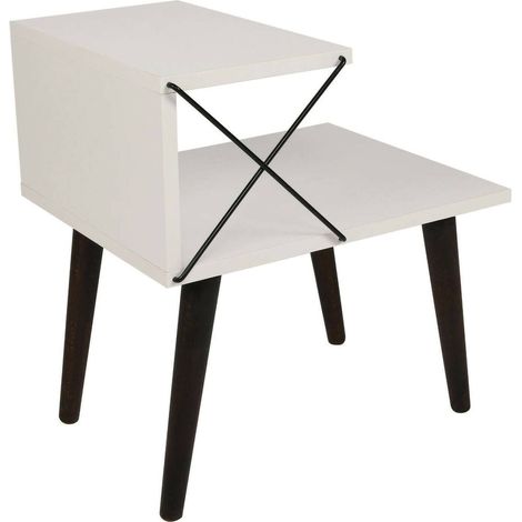 Dmora - Comodino Astraea, Comò basso, Tavolino da notte, Mensola da letto, 50x40h55 cm, Bianco, con imballo rinforzato, con imballo rinforzato