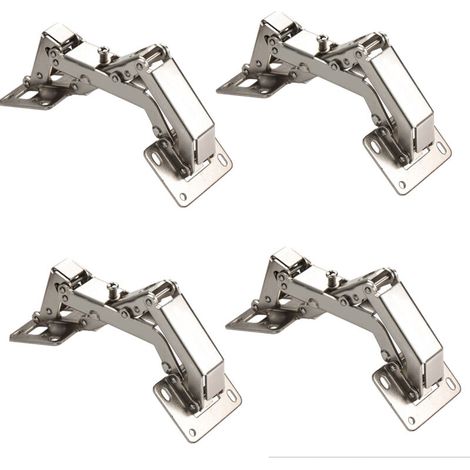Lot de 4 Charniere Porte Placard Charnières Invisibles 175 Degrés Charniere Invisible Armoire de Cuisine avec Amortissement Tampon pour Portes D'armoires de Cuisine, Armoire, Placard